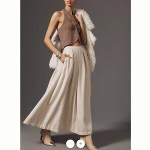 Anthropologie Sunday in Brooklyn Pleated Blanket Fringe Maxi Skirt Sz Large